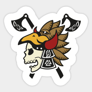 Viking Aztec Warrior Skull Sticker